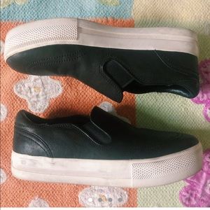 Ash Black Leather Platforms